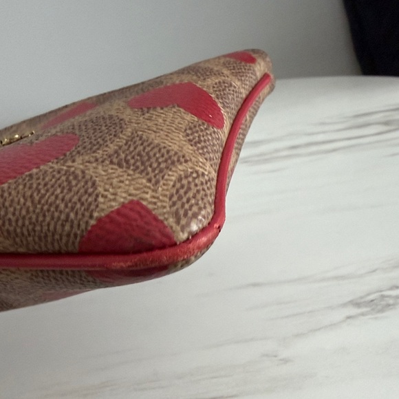 Coach Brown and Red Heart Wristlet - Picture 5 of 6